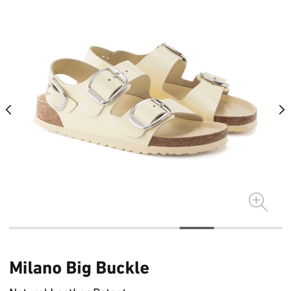Birkenstock Milano Big Buckle Natural Leather Patent in cream NWT - Picture 5 of 9
